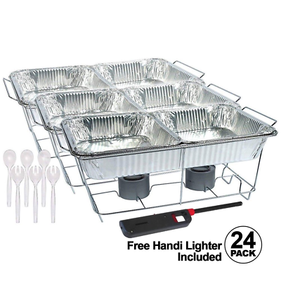 #ad #ad 24 Pcs Disposable Aluminum Chafing Buffet Party Set One Size Free Handy Lighter $60.34