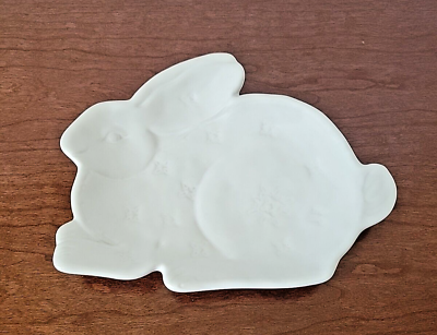 #ad #ad Pottery Barn Rabbit Plate White Bunny Figural Candy Dish Embossed Flowers Easter $12.99