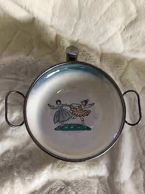 Vintage Excello Baby Warmer Bowl Ceramic Divided Animal And Balloon Theme $5.00