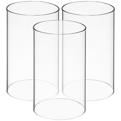 #ad 3Pcs Glass Candle Sleeves Open Ended Cylinder Holders $17.28