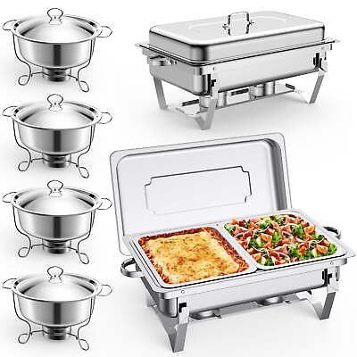 #ad #ad Famistar 6 Packs Chafing Dishes Buffet Set Lid 5 8 QT Stainless Steel Foldable $139.99