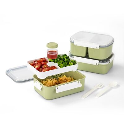 #ad 3 Pack Salad Food Storage Containers 128 oz Bento Boxes with Lids and Remov... $21.13