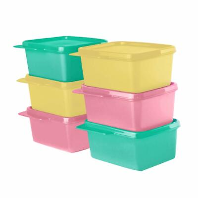 #ad Plastic Square Refrigerator Container Keep Tab 500Ml 6Pc Pink Green Yellow $57.39