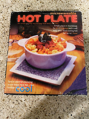 #ad #ad Microwavable Hot Plate Thermal Insulating Stone Keeps Food Hot Handles Cool VTG $19.84