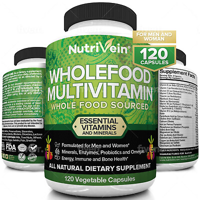 Nutrivein Whole Food Multivitamin Complete Daily Vitamins For Men and Women $19.99