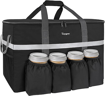 #ad Taygeer Insulated Food Delivery Bag with 4 Cup Holders Large Warm amp; Cooler Ship $47.23