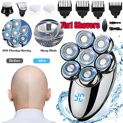 #ad 7D 5 in 1 Shaver Cordless Hair Trimmer Bald Head Razor Electric For Men Wet Dry $23.98
