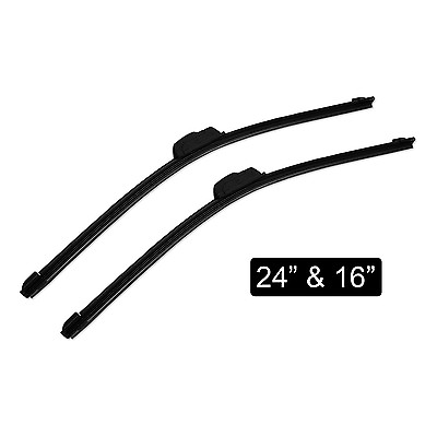 Pair Windshield Wiper Blades J hook Quality 24quot; amp; 16quot; Inch Bracketless Frameless $10.89