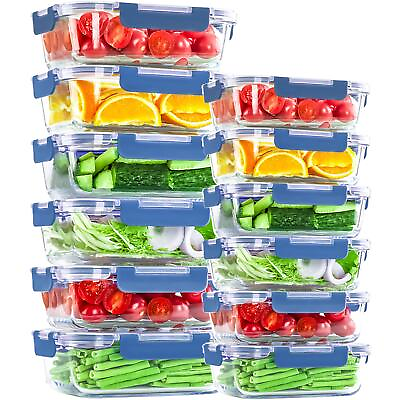 #ad Glass Food Storage Bowls with Airtight Lids 24 Piece 12 Pack Glass Food Stor... $55.05