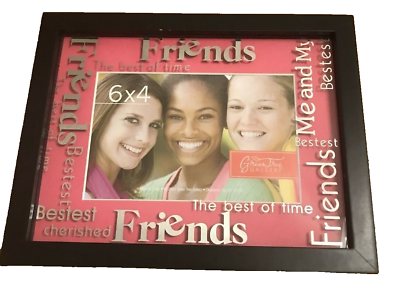 #ad Friends Metal Glass Recessed Photo Picture Frame Matted 9 in x 7 in $9.57