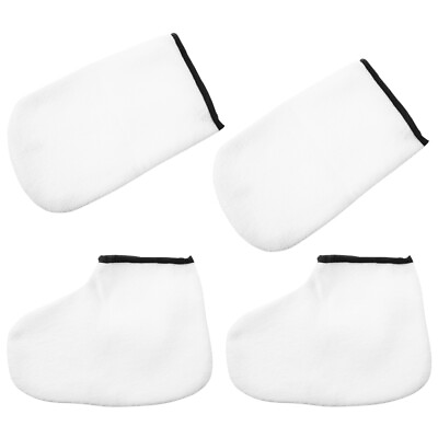 #ad 2 Pairs Paraffin Wax Foot Bags Body Scrubber Bath Mittens Terry Cloth Mittens $12.29