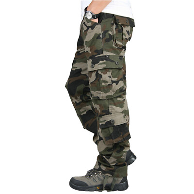 US Men#x27;s Cargo Pants 100% Cotton Work Trousers Tactical Combat Outdoor Pant $27.99