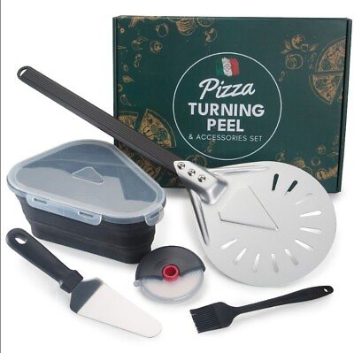 #ad Pizza Peel with Pizza Cutter Storage Container Pie Server and Baking Brush $29.99