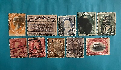 #ad Antique Set Of Early American Stamps Used Hinged $12.99