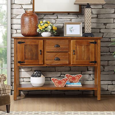 #ad 48#x27;#x27; Rural Retro Solid Wood Sideboard Console Table with 2 Drawersamp;Cabinets US $273.38