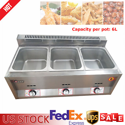 #ad 3 Pan Propane Gas Food Warmer Restaurant Tabletop Desktop Countertop Steam Table $189.54