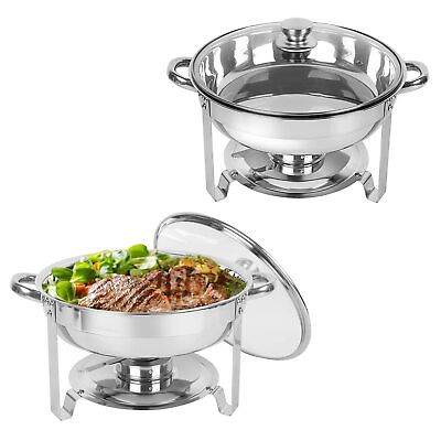 #ad Chafing Dish Buffet Set of 2 5QT Round Stainless Steel Chafer for Catering i... $124.66