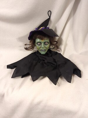 #ad Gemmy Hanging Animated Witch Head Moving Mouth Talking Light up Eyes Halloween $19.67