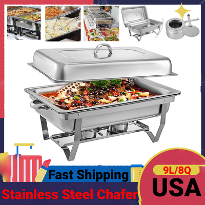 #ad #ad Chafing Dish 8Qt Foldable Rectangular Chafer Set Stainless Steel Dish Buffet Set $40.25
