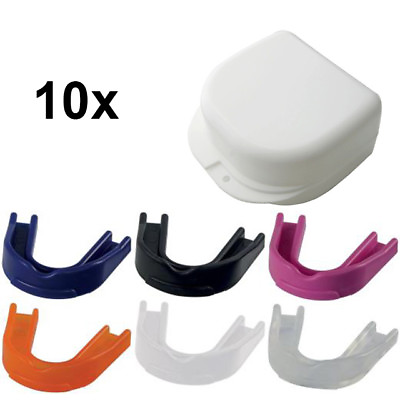 #ad Lot of 10 Junior Kid#x27;s Single Mouth Guards with Carrying Case 6 Colors $39.99