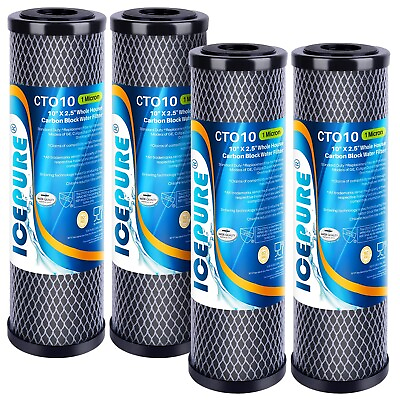 #ad Whole House CTO Carbon Water Filter Cartridge 1 Micron 2.5quot; x 10quot; 4PCS $27.54