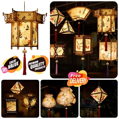 Chinese Portable Lantern With Tassel Lamp DIY Glowing Lantern Retro Style $19.94
