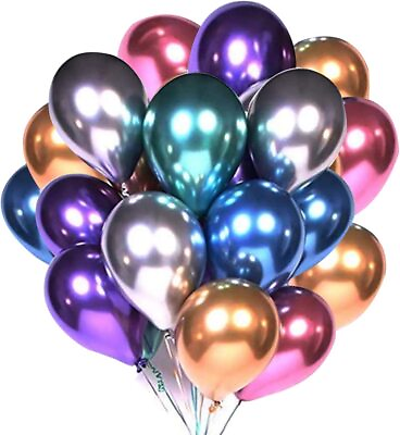 #ad #ad 50 100 Pcs 12quot; Metallic Balloons Multicolor Latex Birthday Wedding Party Décor $7.15