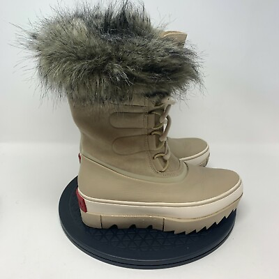Sorel Joan Of Artic Boots Womens Size 6 Beige Leather Suede Waterproof Winter $109.99