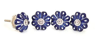 Ceramic Door Knobs for Drawers Multicolor Blue Pottery for Cabinets Pack of 4 $25.59