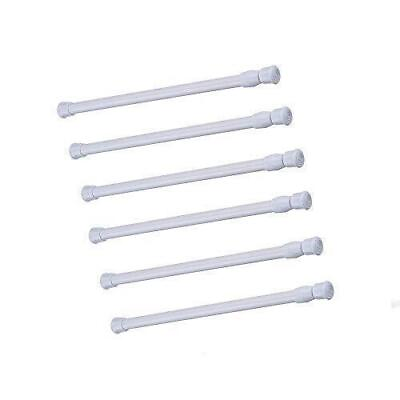 #ad Refrigerator Bar Rv Cupboard Cabinet Spring Tension Rod Extendable White 6pcs $15.99