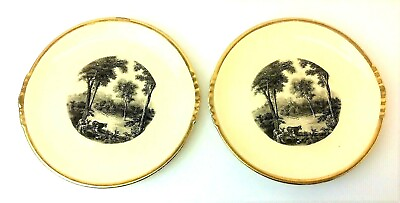 Vintage Used Royal China Warranted 22 Karat Gold Paden City Pottery Plates $59.99