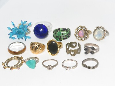 #ad Jewelry Lot Vintage Ring Rings Costume Cocktail Cluster amp; More Ladies a103 $17.99
