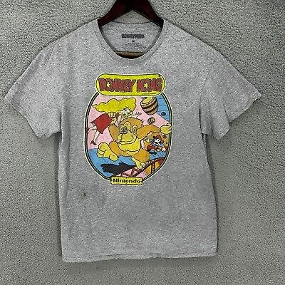 #ad Donkey Kong T shirt medium gray 1991 Nintendo of America inc. Graphic $19.59