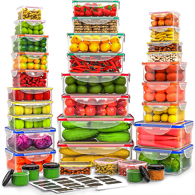 #ad 70 Pcs Large Food Storage Containers with Lids Airtight 85Oz Small Box Total 76 $54.63