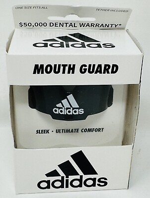 #ad Adidas Football BLACK Mouth Guard One Size Fits All With Tether New $10.79