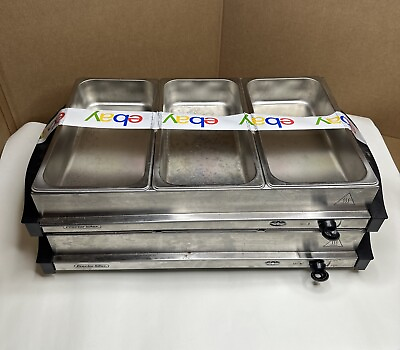 #ad Stainless Steel Electric Food Warmer Party Buffet Server Set Of 2 Missing Tops $65.00