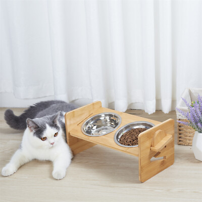 Elevated Pet Food and Water Double Bowls Stand Dog Bowl Stainless Steel Cat Bowl $23.95