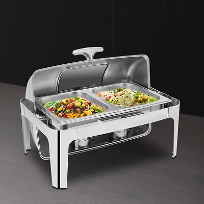 Stainless Steel 14.26QT Buffet Chafing Dish Set Chafer Roll Top Food Warmer NEW $140.60