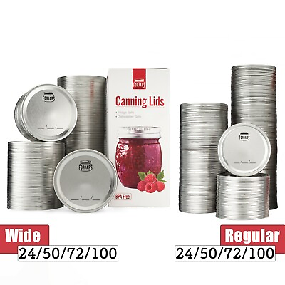 Canning Lids Regular and Wide Mouth 24 100 Count For Jars 70mm86mm FORJARS $25.00