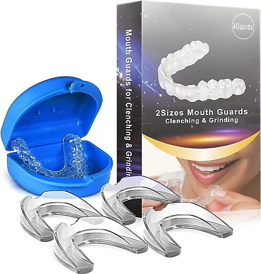 Mouth Guard Night 2 Sizes Pack of 4 For Teeth Sleep Dental Clenching amp; Grinding $13.99