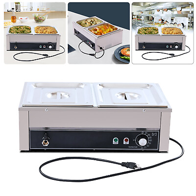 #ad 1500W Commercial Food Warmer 2 Pan Stainless Steel Electric Steam Table Buffet $96.90