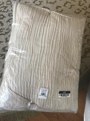 Pottery Barn Soft Cotton Stripe Standard Shams Set 2 Ivory Flax Quilted Pair New $63.00