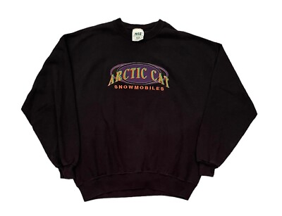#ad Vintage 90s Arctic Cat Snowmobiles Crewneck Sweatshirt Black Size XL $29.99