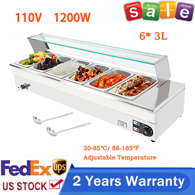 #ad #ad 6 Pan Electric Food Warmer Steam Table Buffet Bain Marie Countertop Commercial $268.33