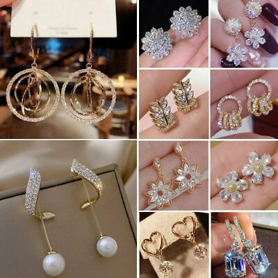Gorgeous Crystal Cubic Zircon Earrings Stud Dangle CZ Drop Wedding Jewelry Women C $2.76