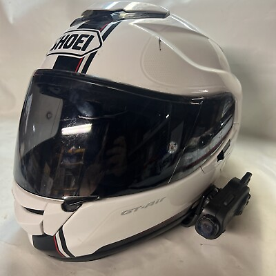#ad Shoei GT Air Motorcycle Helmet Black White W 10C Pro Camera READ UNK SIZE $245.00