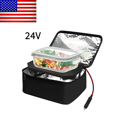 #ad Portable Electric Heated Lunch Box 24V Car Mini Microwave Oven food warmer Bag $18.99