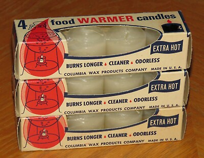 Vintage Columbia Wax Products Food Warmer Candles New in Boxes $24.94