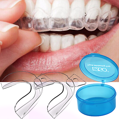 2pcs Moldable Mouth Guard Grinding Teeth Bruxism Teeth Whitening Trays W Case $6.99