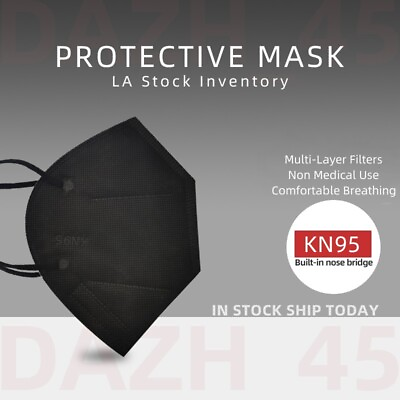 50 100Pcs Black KN95 Face Mask 5 Layer Disposable Respirator $8.58